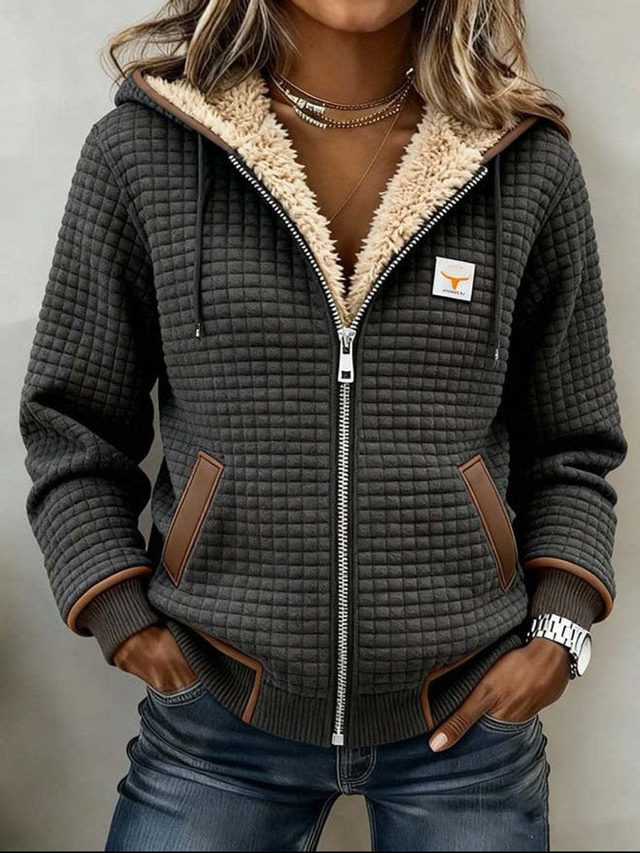 Sandra | Sherpa-gefütterte Steppjacke mit Kapuze und Reißverschluss