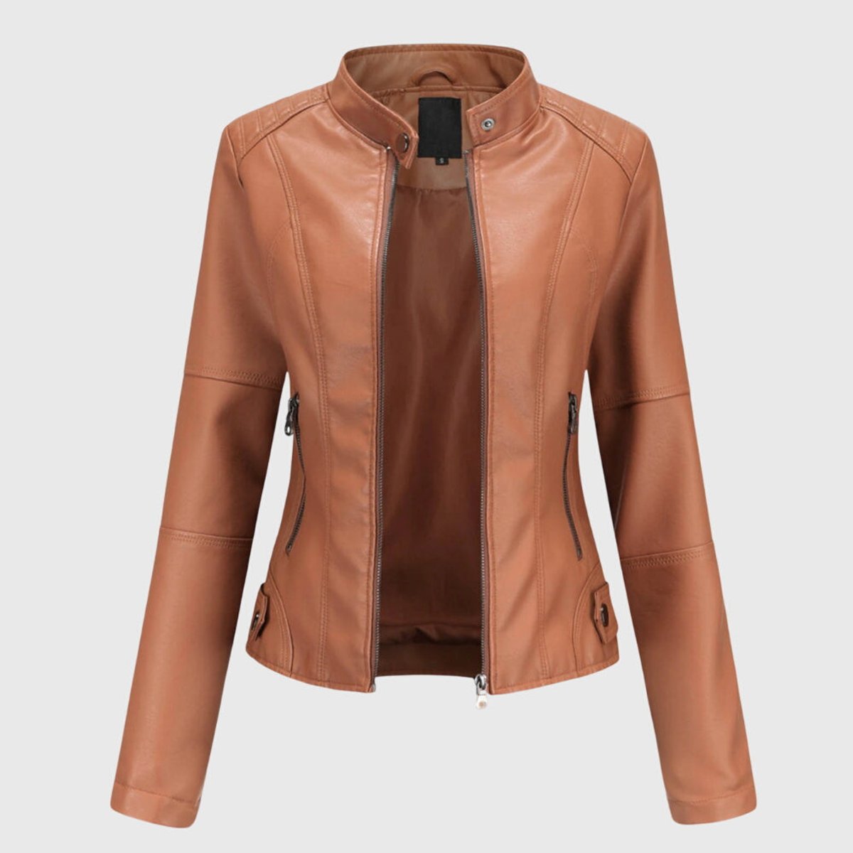Miranda | Figurbetonte Bikerjacke mit Stehkragen und Reißverschluss
