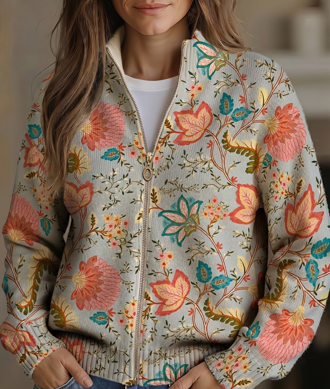 Xanthe™ | Cardigan mit Vintage-Gartenblumen-Print
