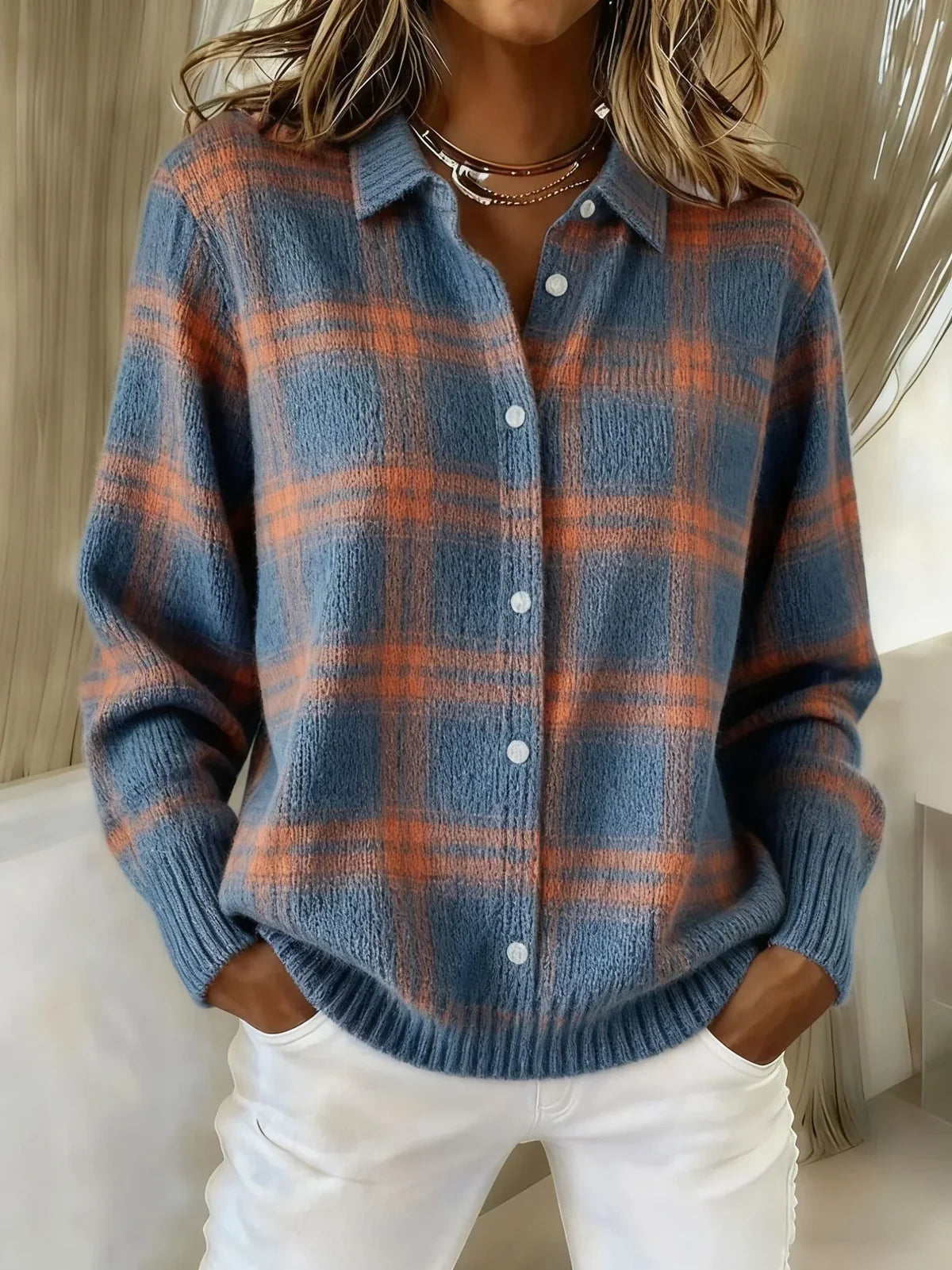 Candela | Karierte Strickjacke