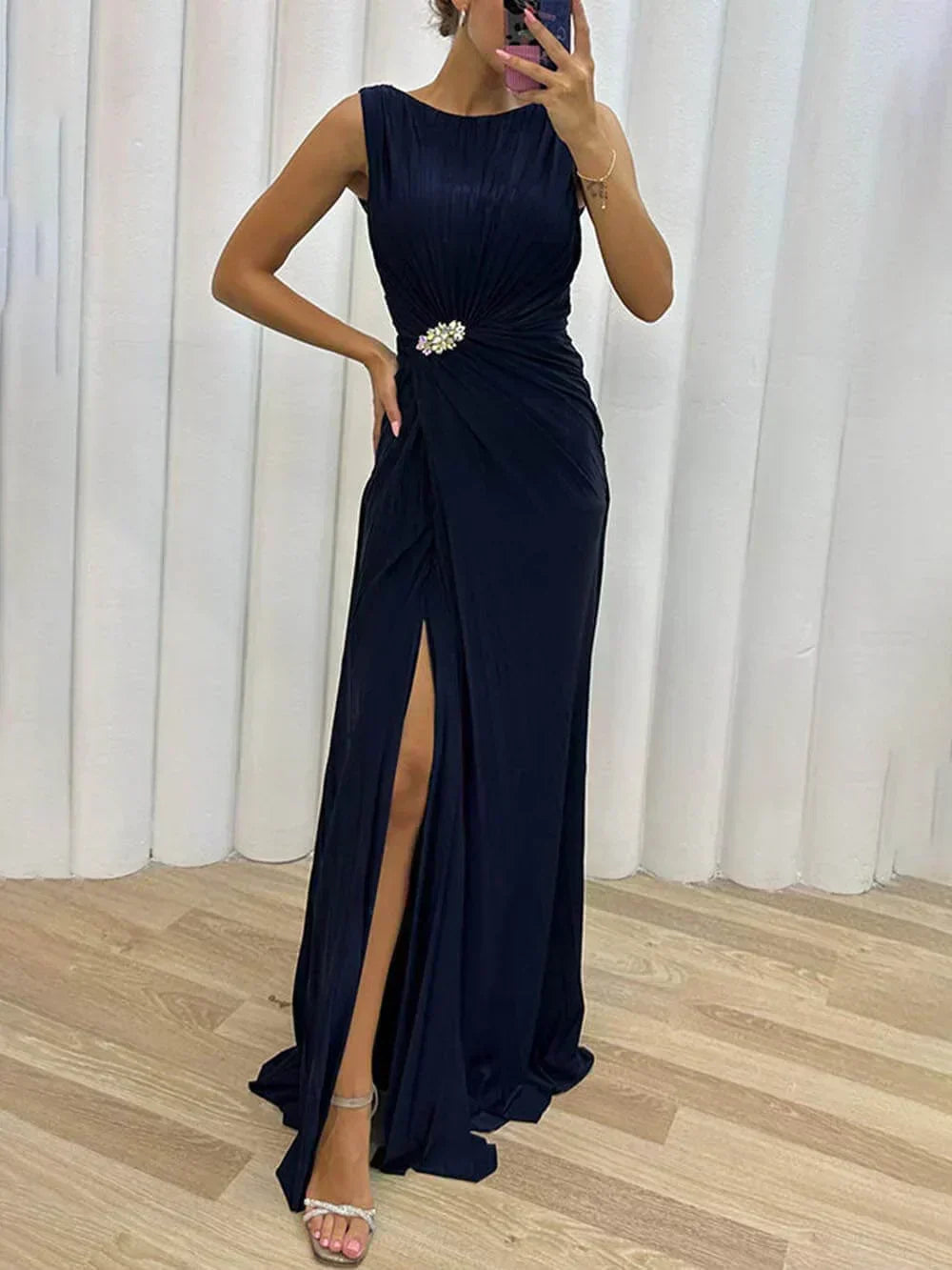 Amelia™ | Langes Plisseekleid