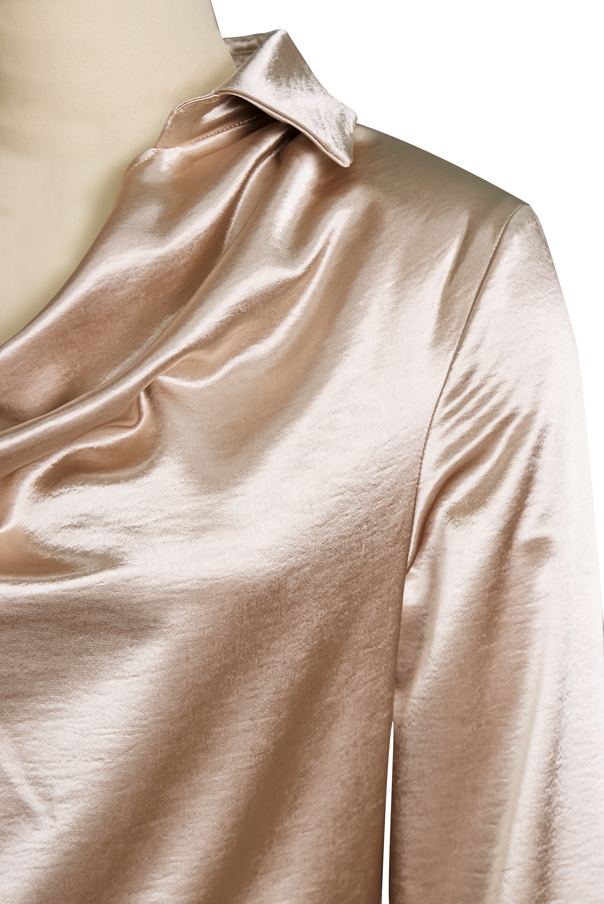 Elegante Satinbluse mit drapiertem Ausschnitt