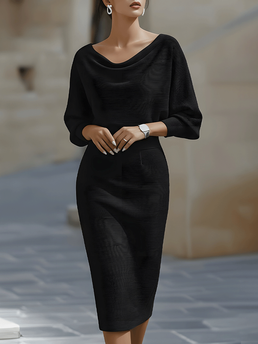 Amalia | Drapiertes Midi-Bleistiftkleid