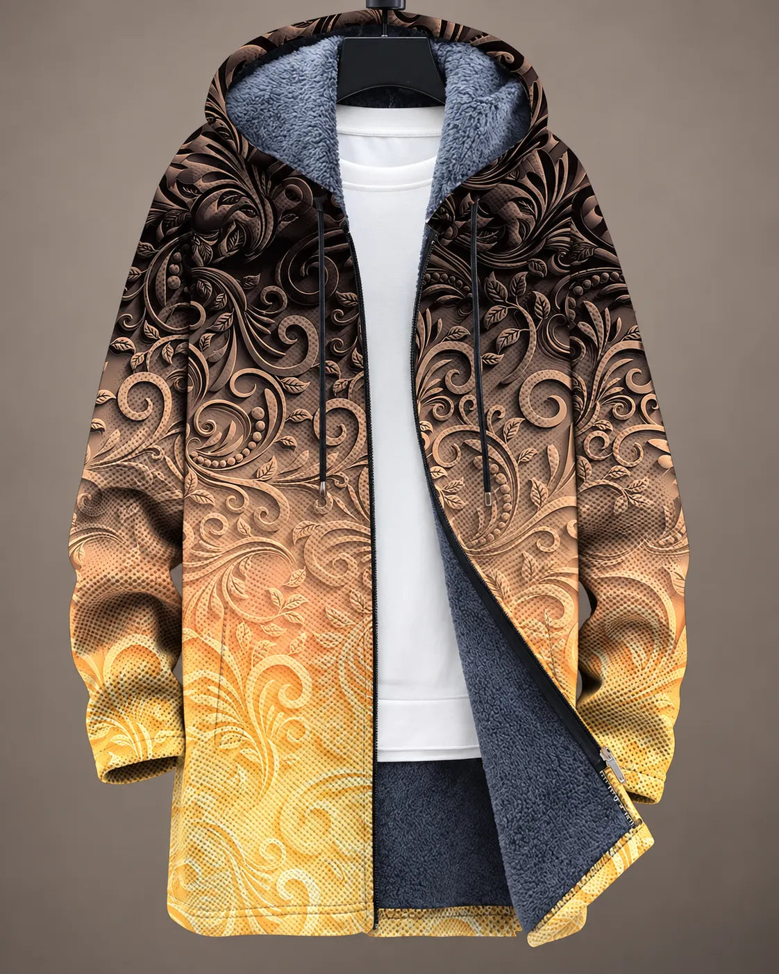 Aurelia Kapuzenjacke mit Goldenem Rankenmuster