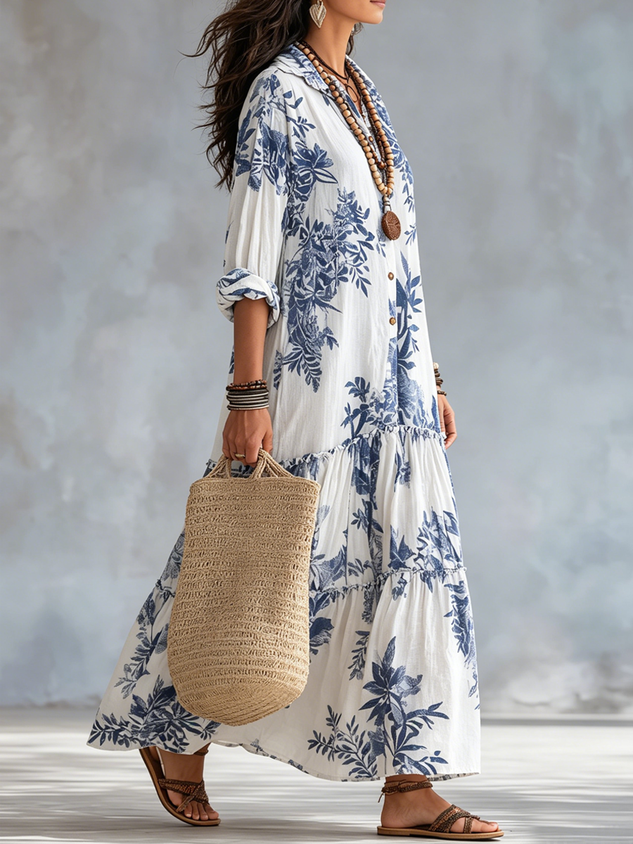 Alvilda – Boho-Maxikleid mit Blumenmuster
