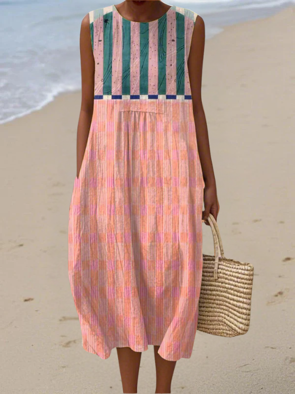 Lily | Gestreiftes Midikleid in Pastell