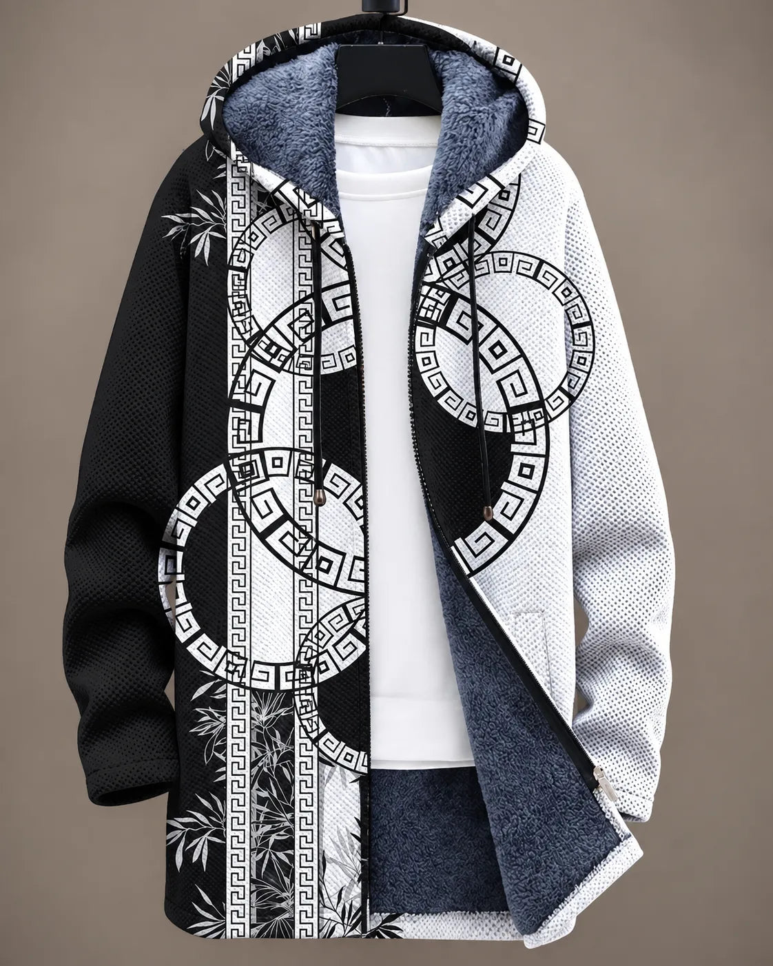 Elara Monochrome Kapuzenjacke mit Bambusmotiv