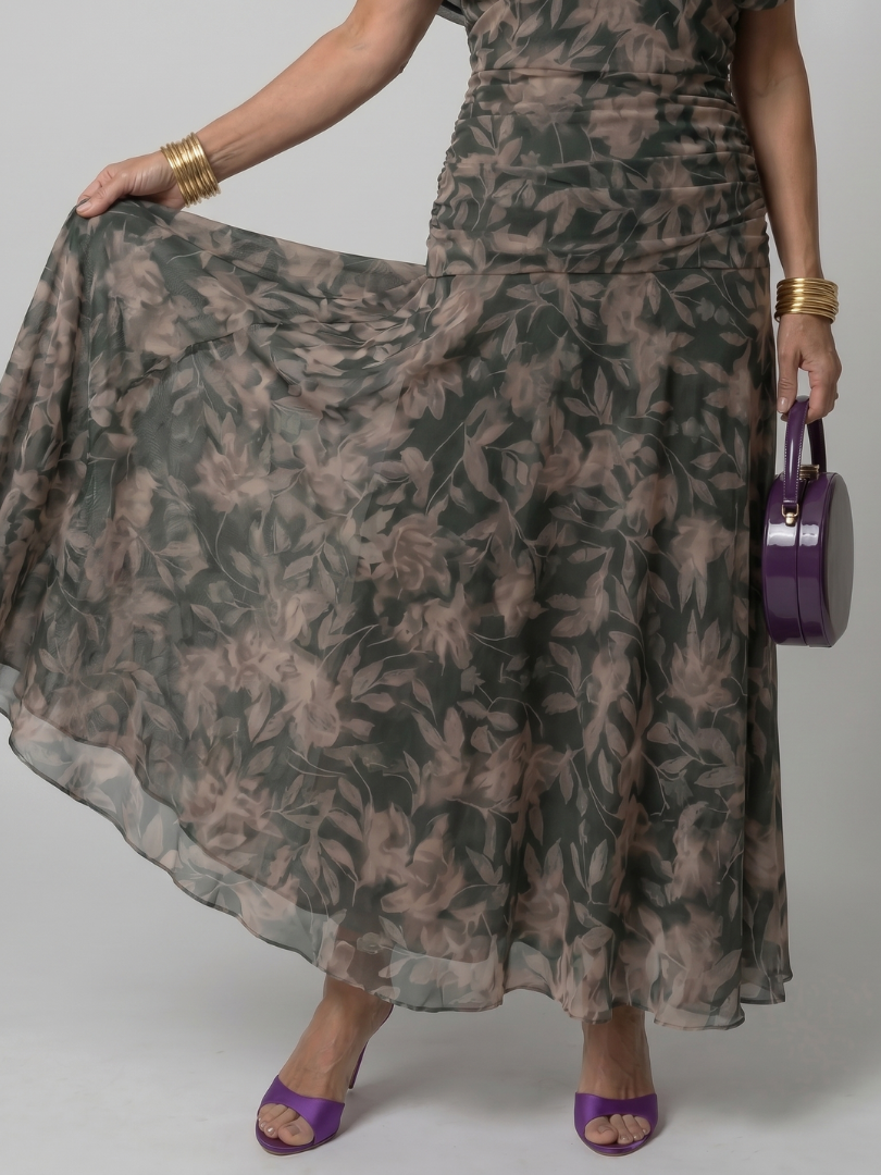 Calen | Schulterfreies fließendes Midikleid