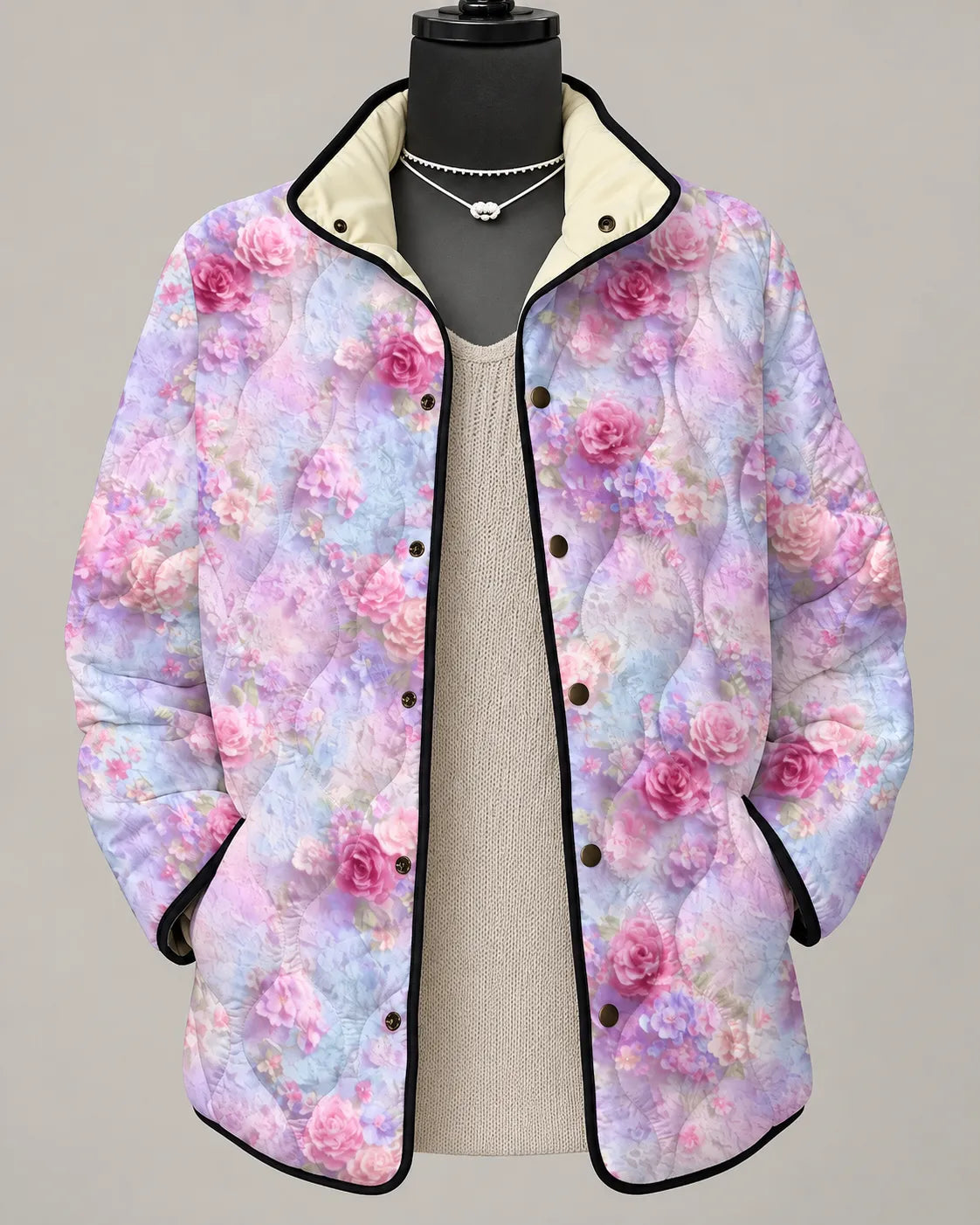 Rosalie Gesteppte Jacke mit Rosenprint