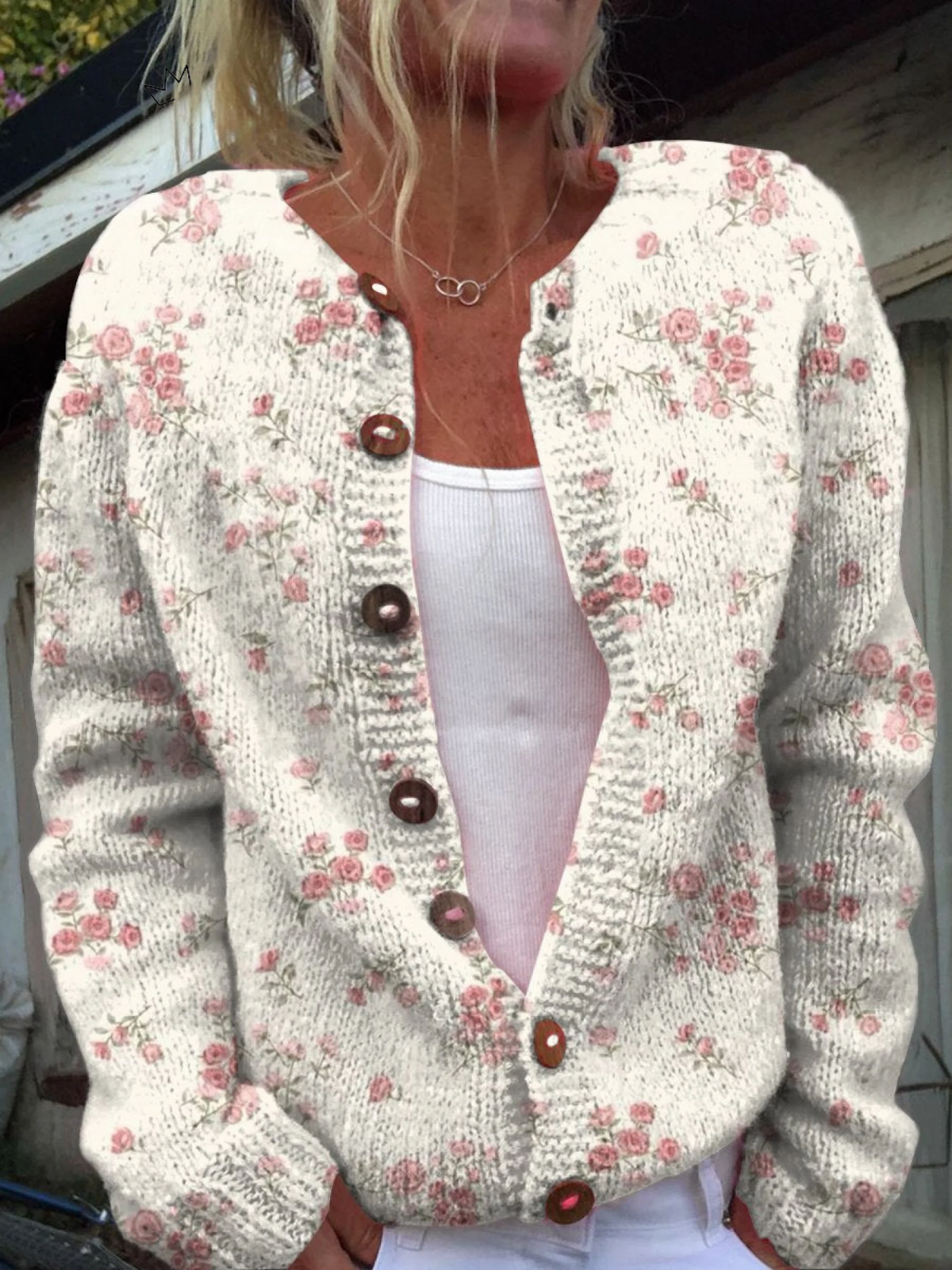 Evanthea™ | Vintage-Strickcardigan mit Blumenprint