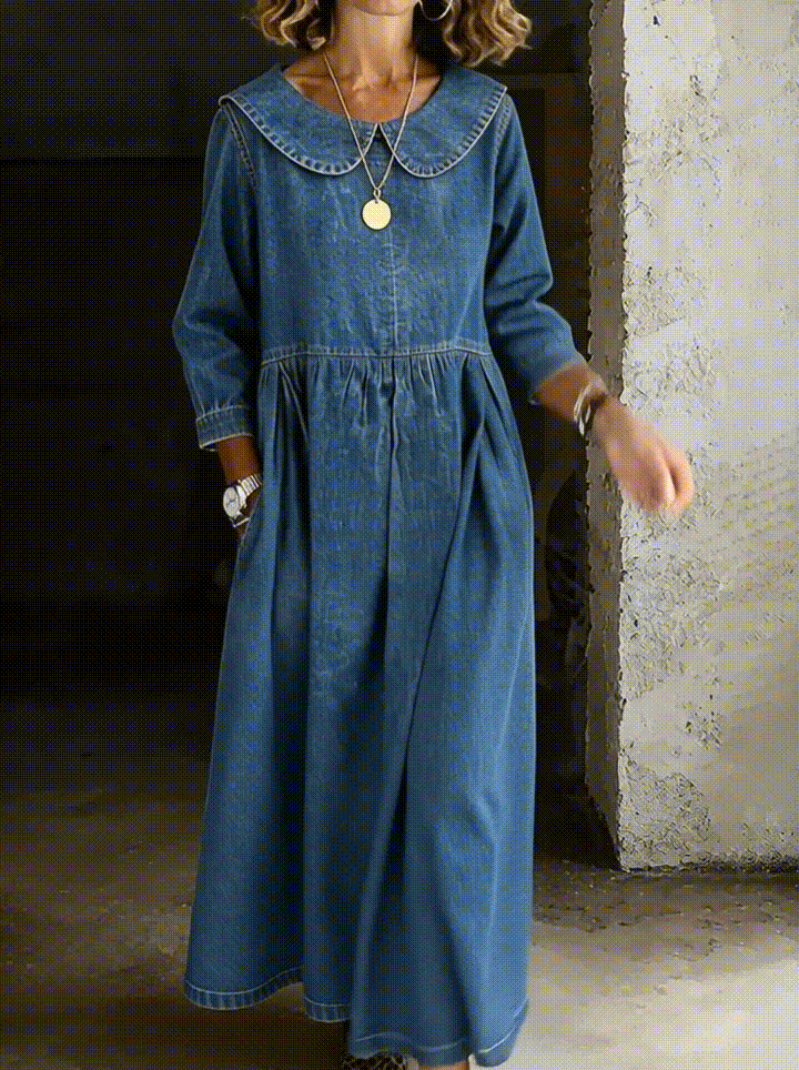 Clara | Peter Pan Kragen Denim Kleid