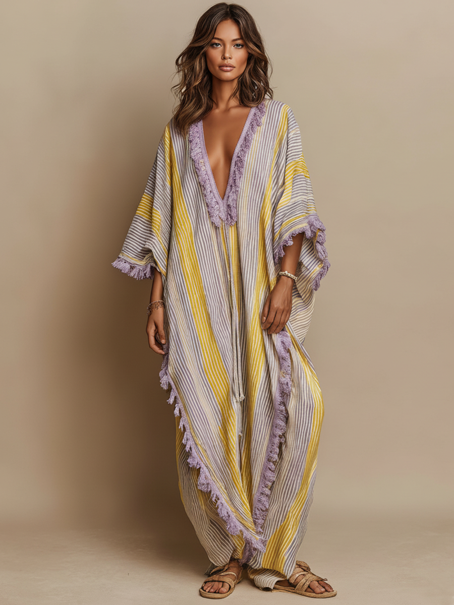 Maxikleid mit Farbblock-Streifen