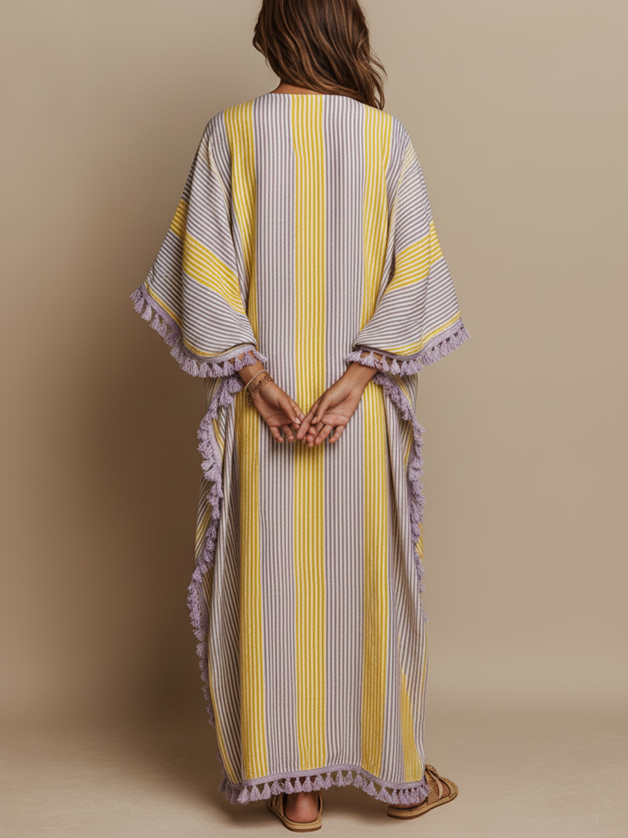 Maxikleid mit Farbblock-Streifen