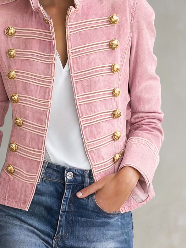 Marion – Militärische Jeansjacke mit goldenen Knöpfen
