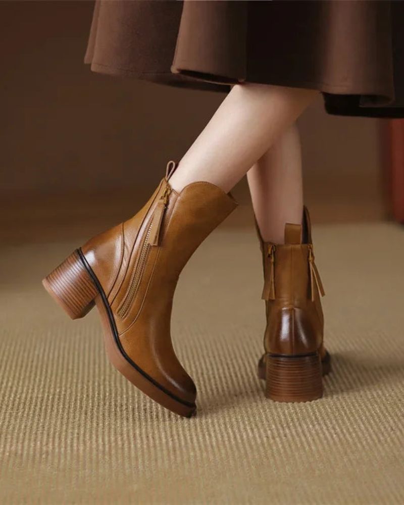 Isabelle | Bequeme Stiefeletten mit Reißverschluss und Blockabsatz