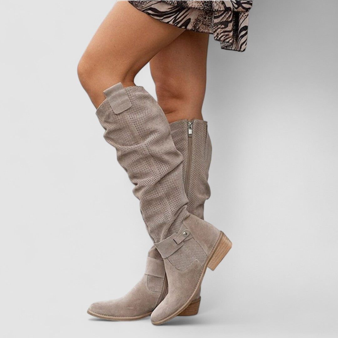 Georgiana | Kniehohe Westernstiefel mit gerafftem Schaft
