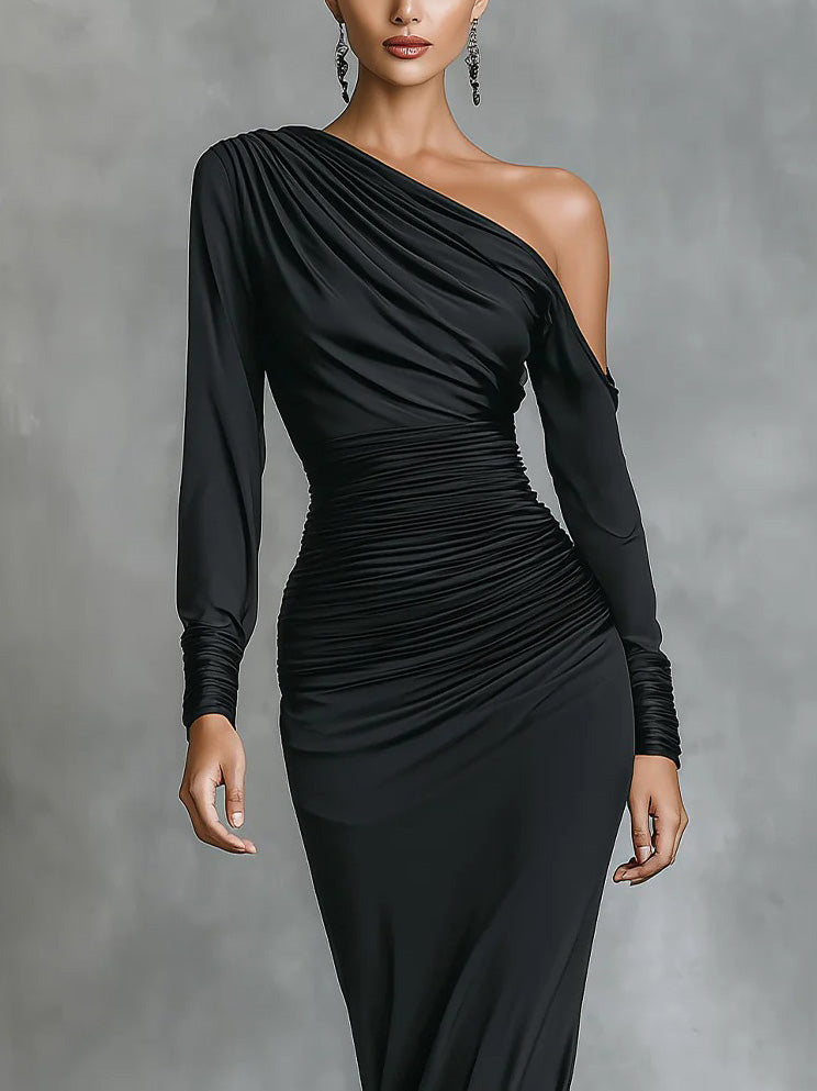 IMME | SATIN-MEERJUNGFRAUENKLEID MIT RAFFUNGEN