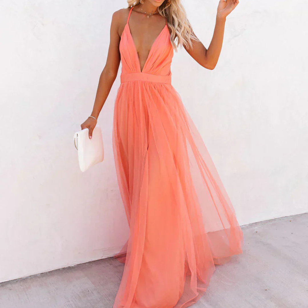 Das Scintilla | Hellkoralle Maxikleid