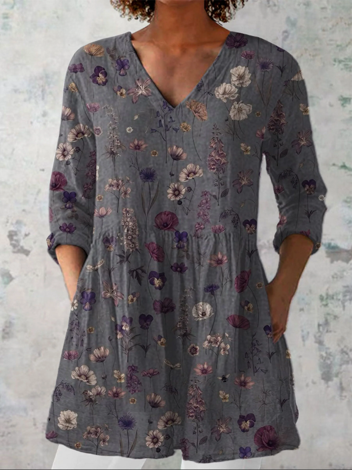 Audrey | Langärmelige Bluse mit V-Ausschnitt