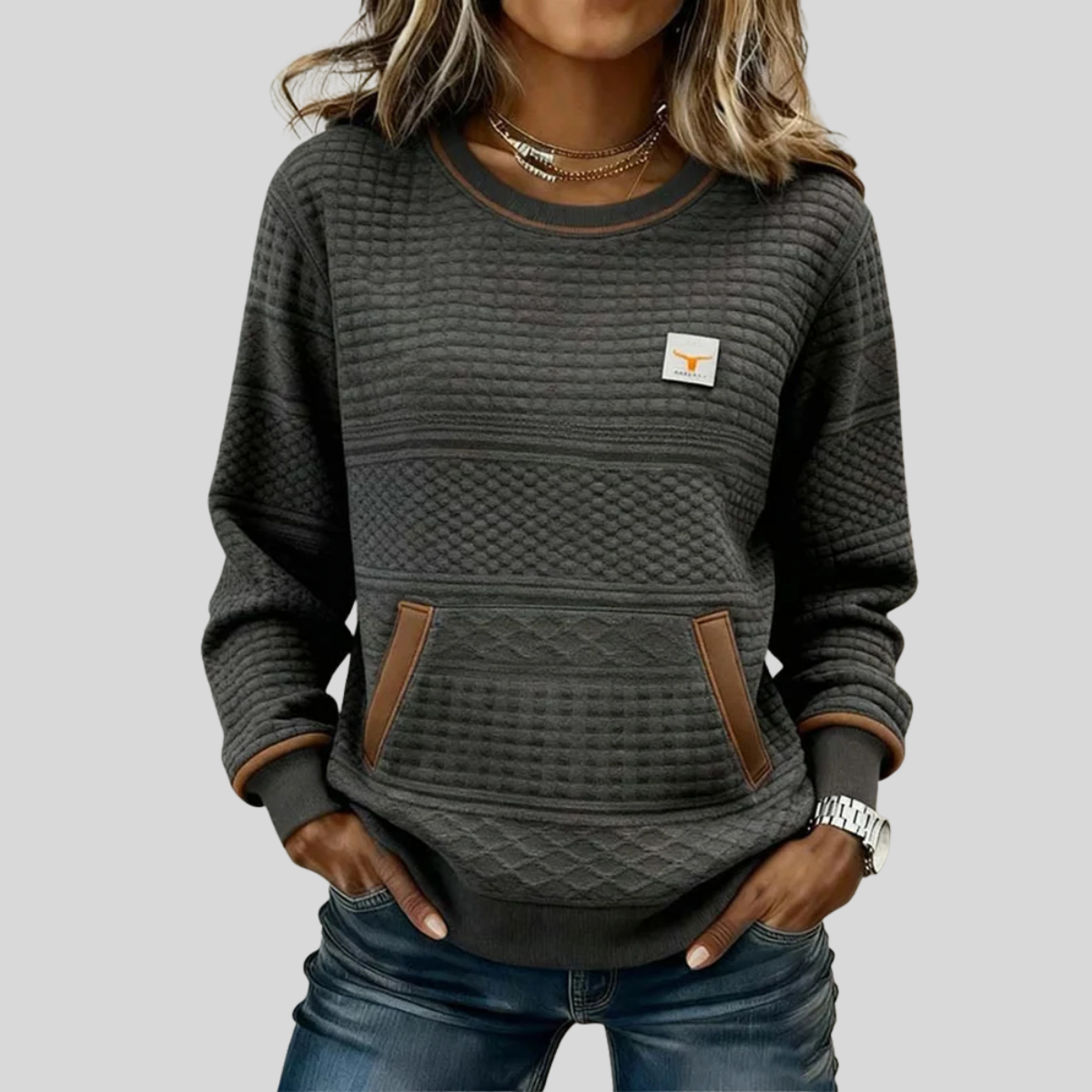 Noelle™ | Colorblock-Sweatshirt mit Rundhalsausschnitt