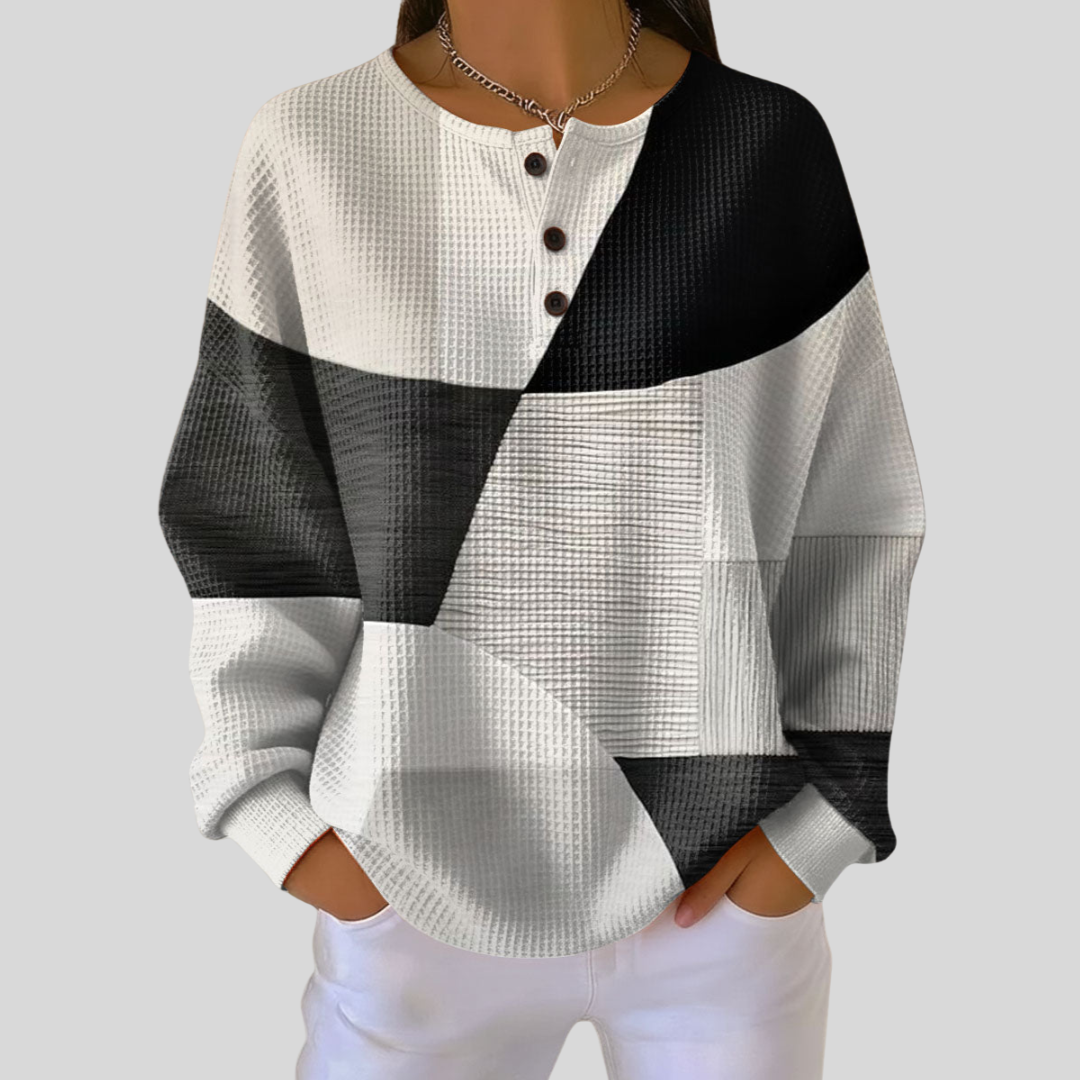 Almira™ | Henley-Sweatshirt aus Waffelstrick