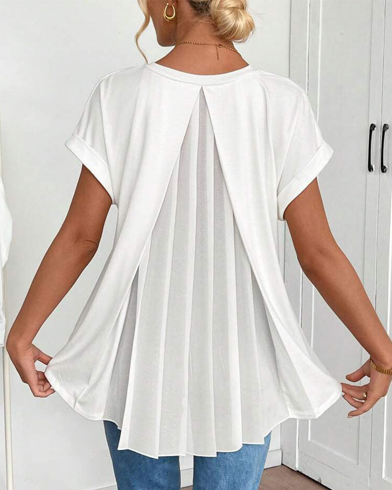 Kurzärmeliges T-Shirt mit einfarbigem Patchwork