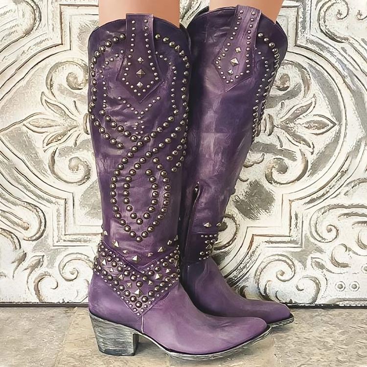 Elena – Kniehohe Stiefel mit Nieten