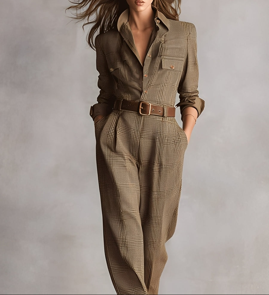 Célia | Brauner Jumpsuit mit raffinierten Details
