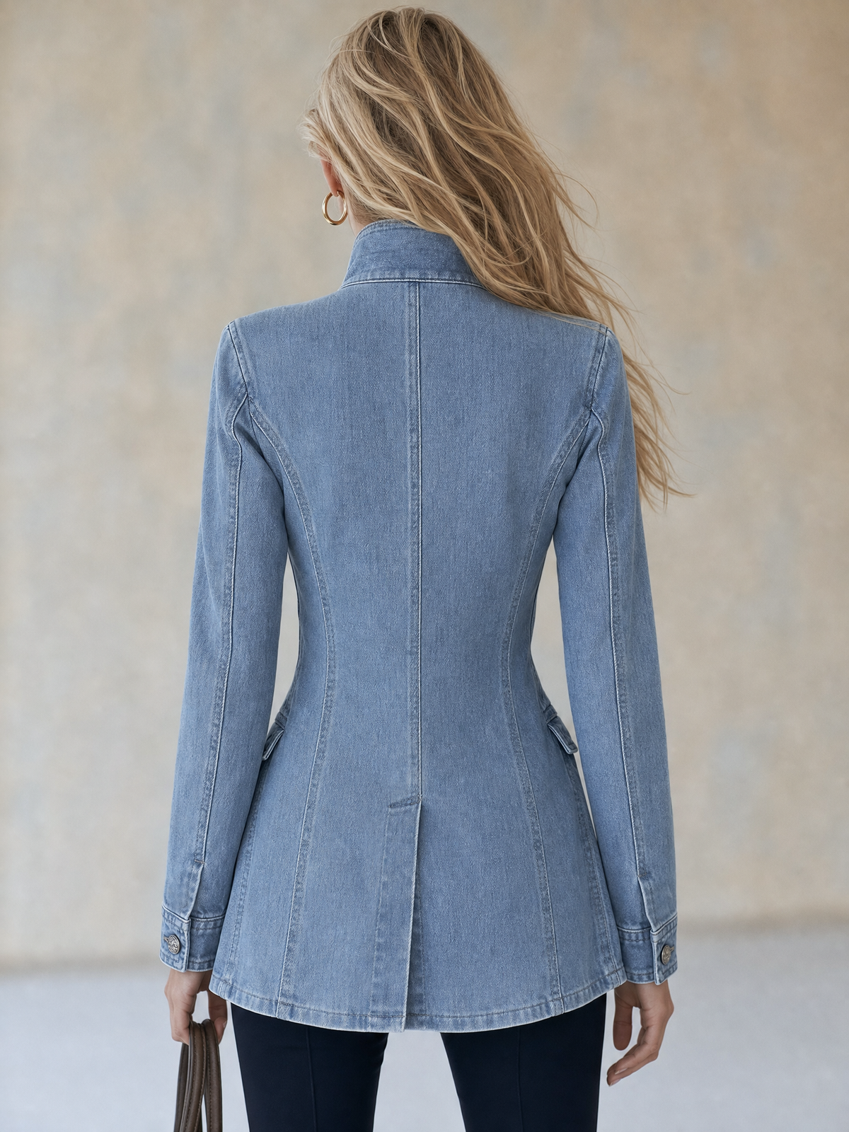 Émilie – Militärische Jeansjacke mit Stehkragen