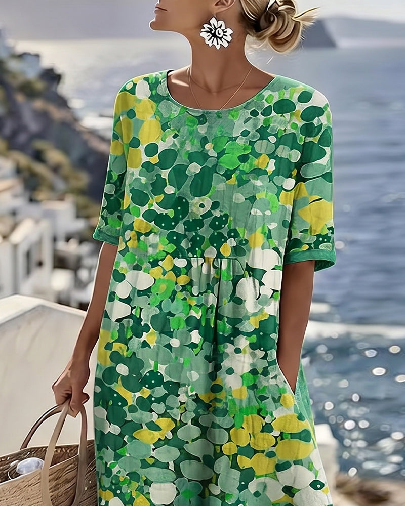 Elena™ | Elegantes geblümtes Sommerkleid in Midi-Länge