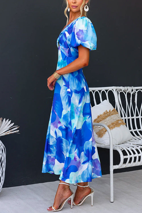 Midikleid mit Knoten und Ballonärmeln