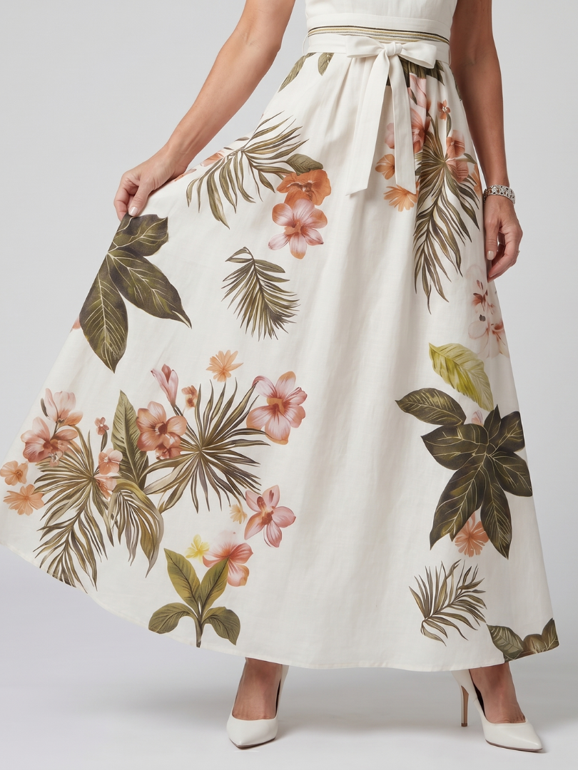 Meadow | Drapierte Halterung Botanical Panel Maxikleid