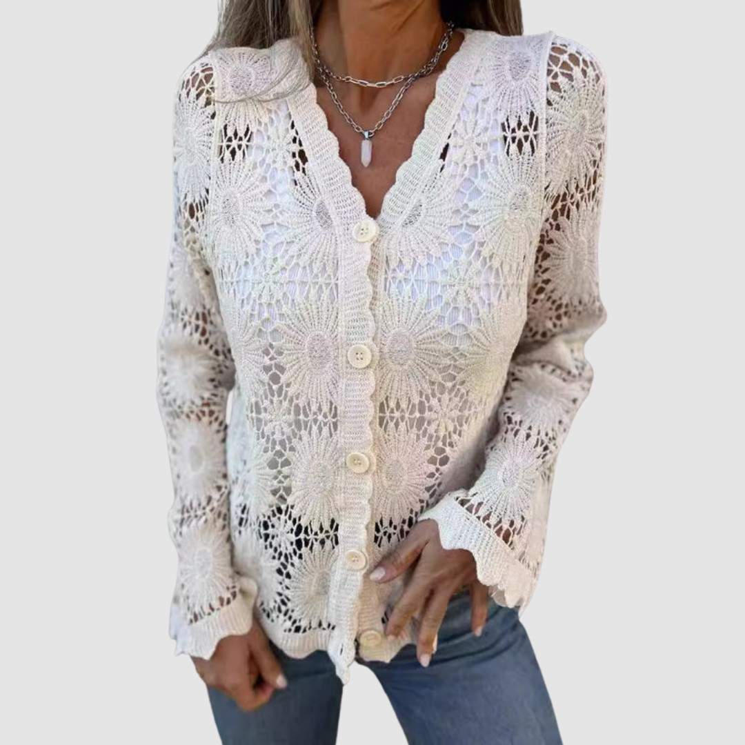 Laurelle™ Spitzen-Cardigan mit V-Ausschnitt
