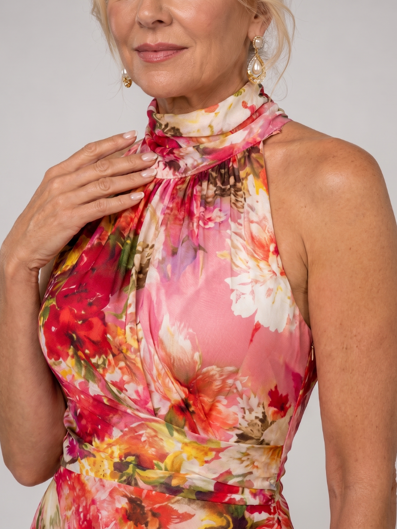 Elisabetta | Neckholder Blumendruck Maxikleid