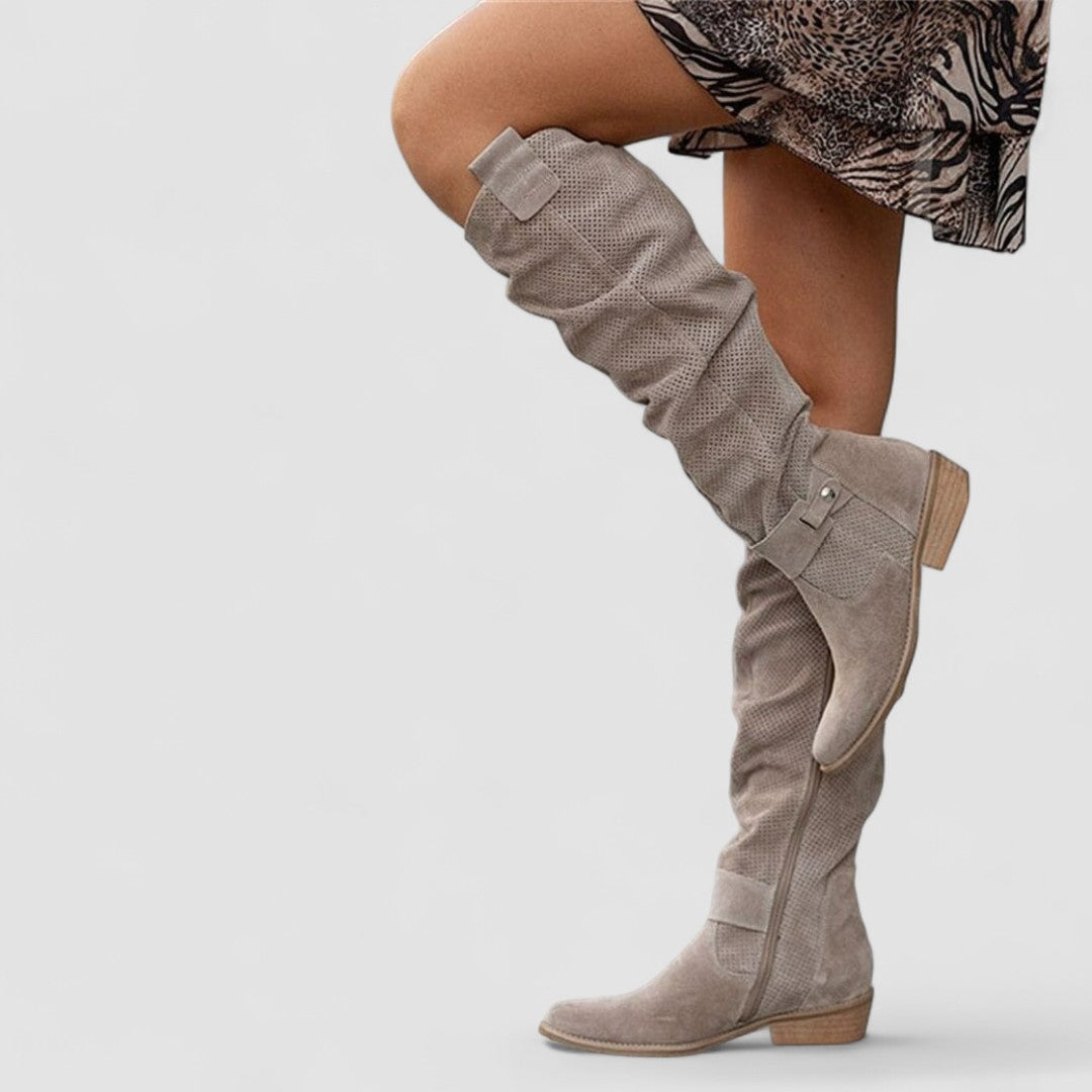 Georgiana | Kniehohe Westernstiefel mit gerafftem Schaft