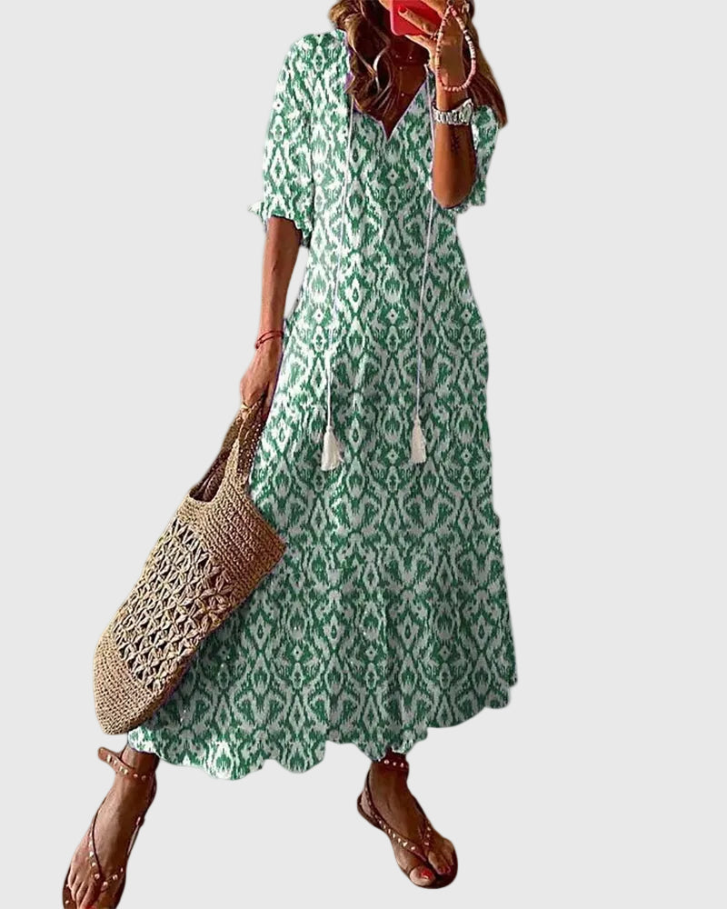 Noor™ | Boho Vintage Sommer Maxi Kleid