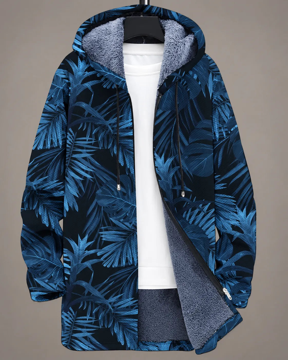 Celeste Mitternachtsblaue Botanische Kapuzenjacke