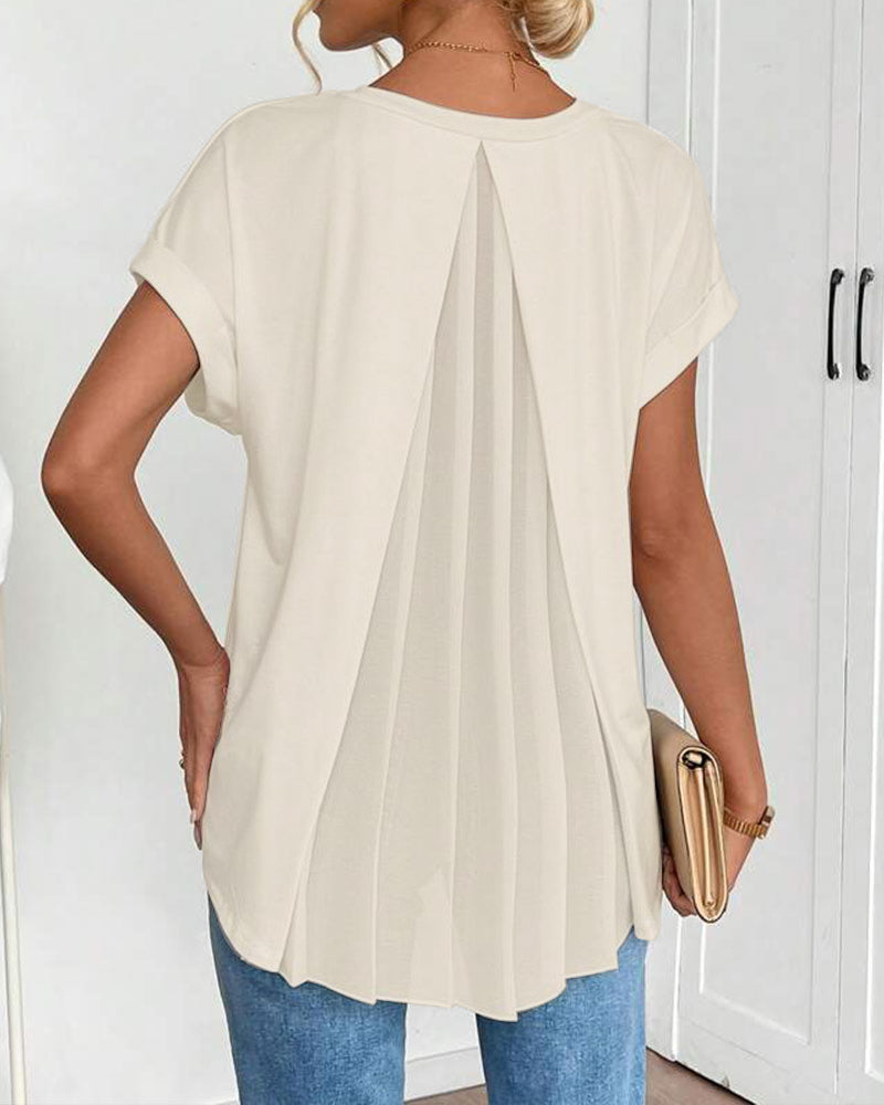 Kurzärmeliges T-Shirt mit einfarbigem Patchwork