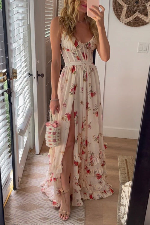 Yuna - Langes geblümtes Kleid
