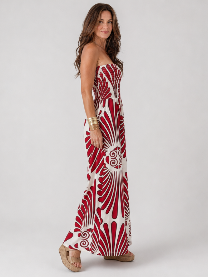Diane | Fließendes trägerloses Maxikleid