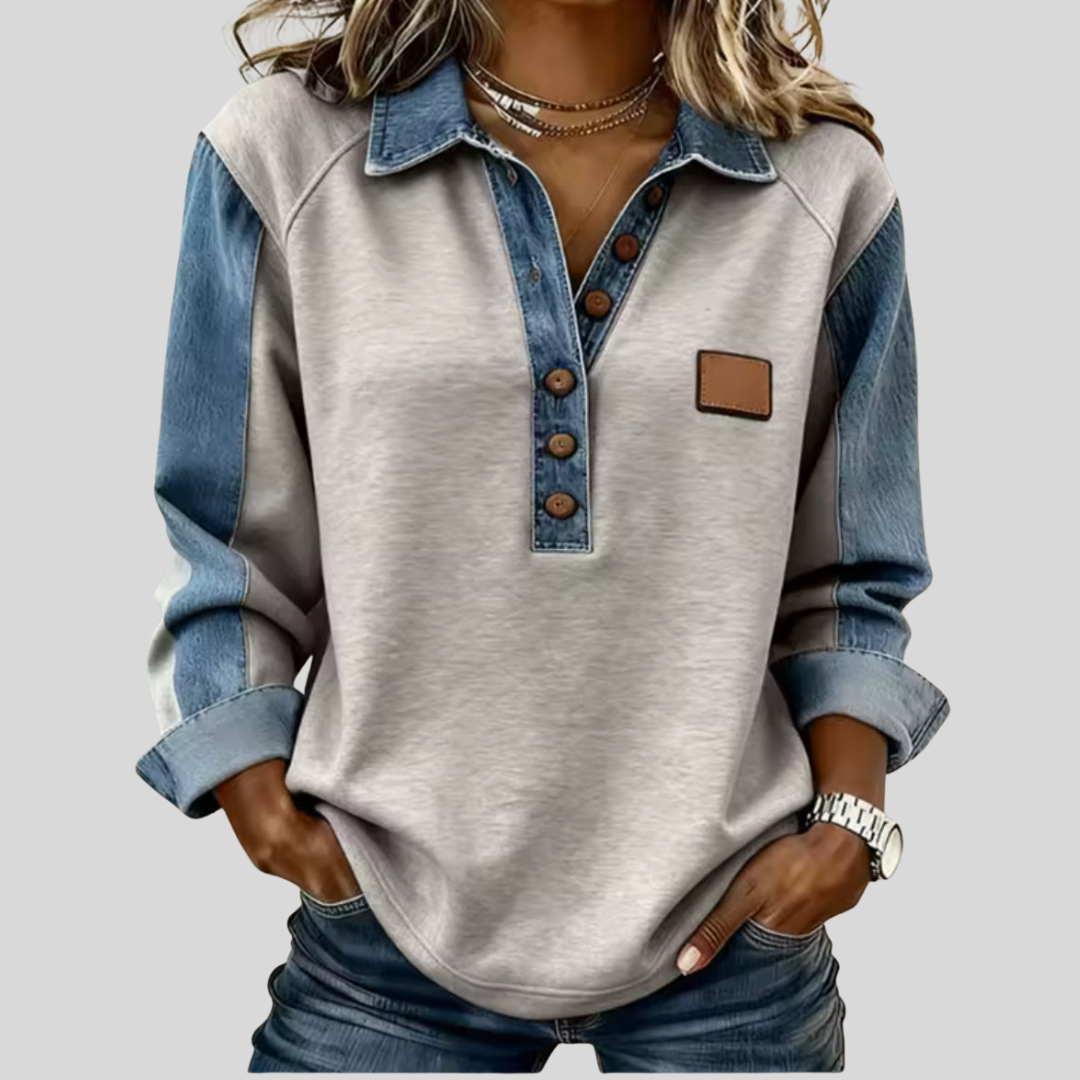Voxanne™ | Pullover mit Denim-Kragen