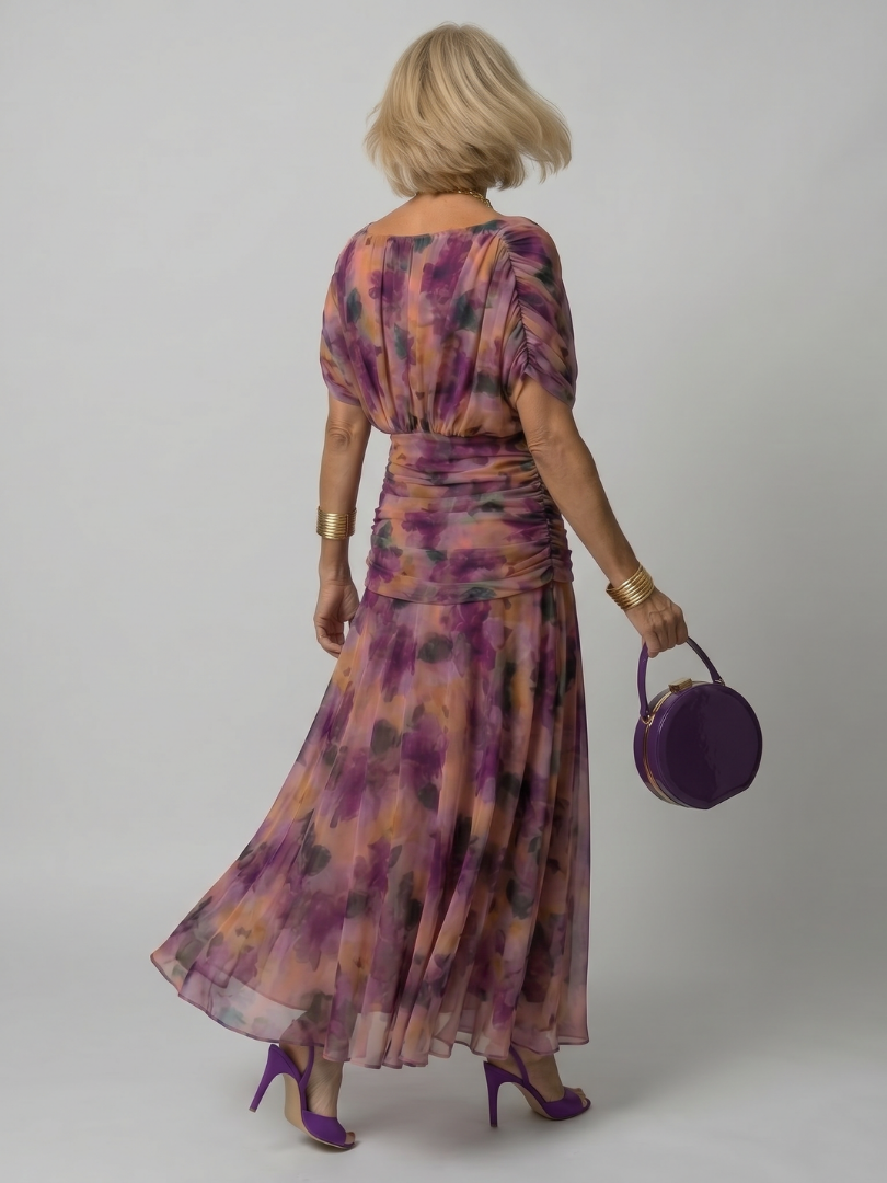 Calen | Schulterfreies fließendes Midikleid