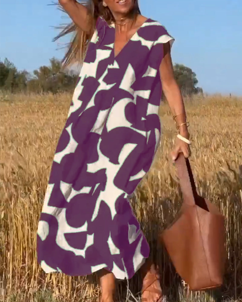 Elowen - Ärmelloses Kleid mit unregelmäßigem geometrischem Druck
