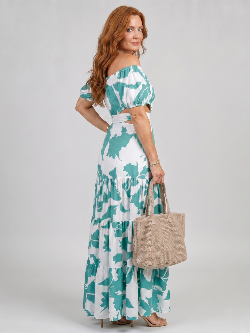 Coralie | Schulterfreies Maxikleid mit Cut-outs