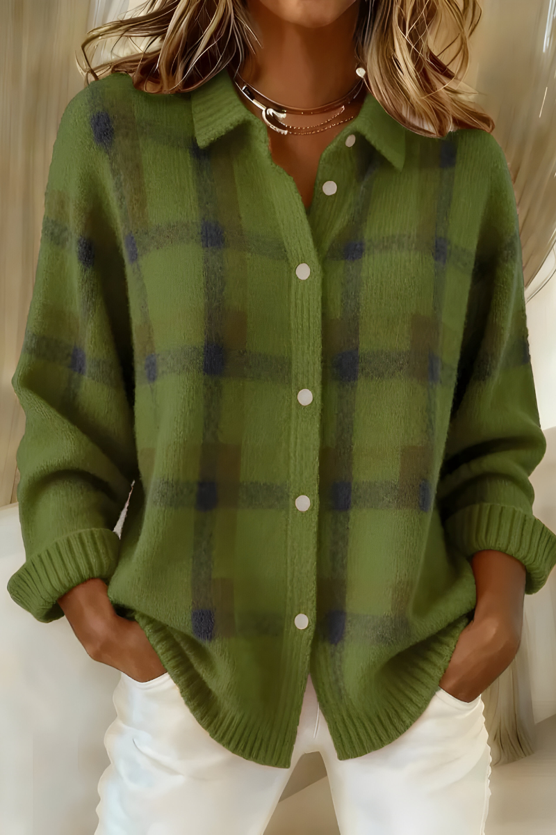 Candela | Karierte Strickjacke