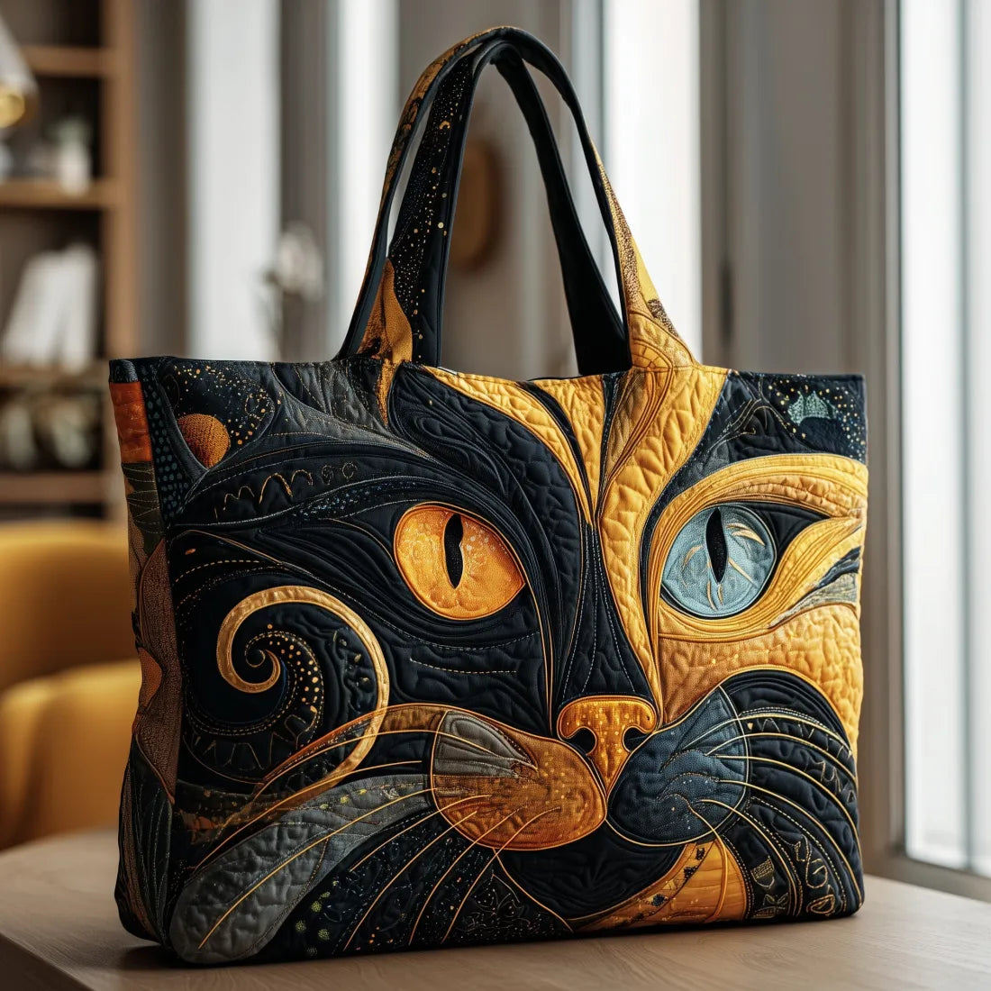 Kunsthandwerkliche Tasche - Mystische Katze