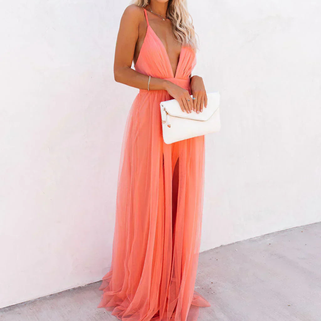 Das Scintilla | Hellkoralle Maxikleid