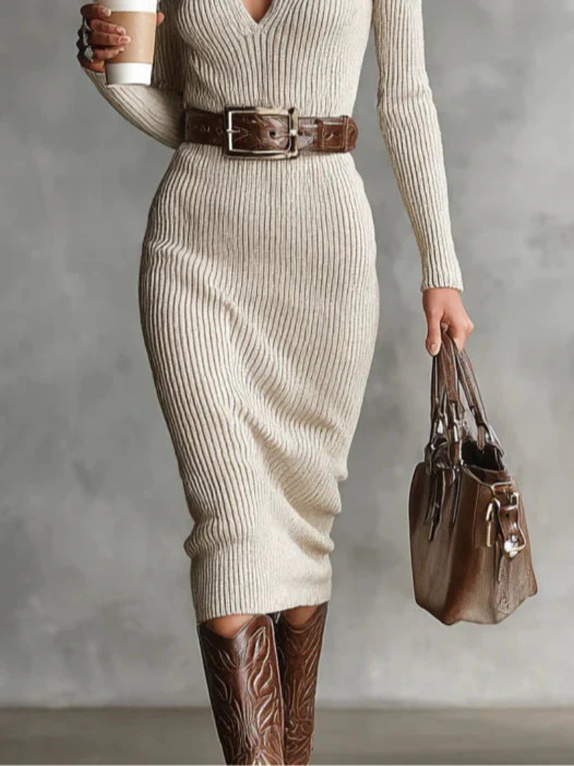 AMMINA™ | GERIPPTES STRICK-WINTERKLEID