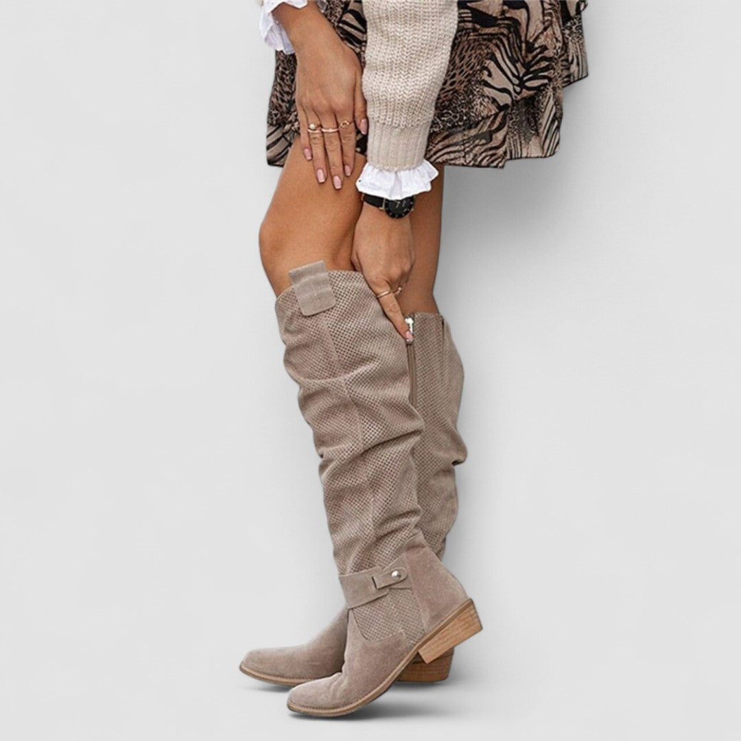 Georgiana | Kniehohe Westernstiefel mit gerafftem Schaft