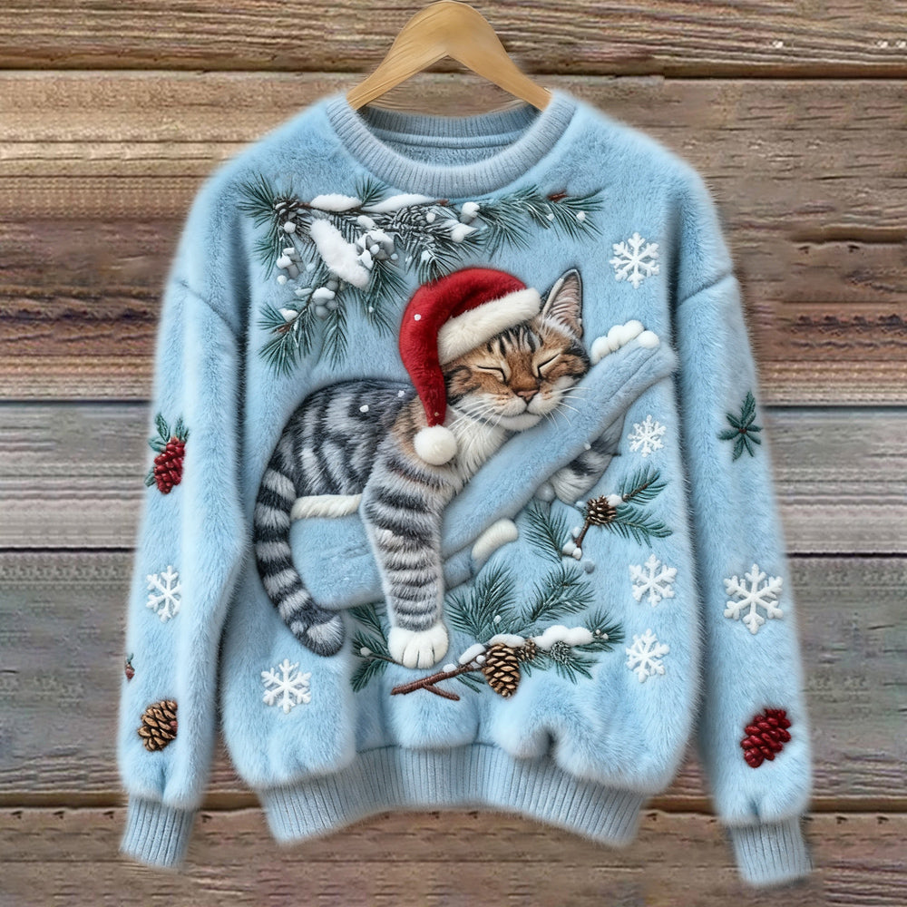 Layla | Kuscheliger & Festlicher Winterpullover mit Katze